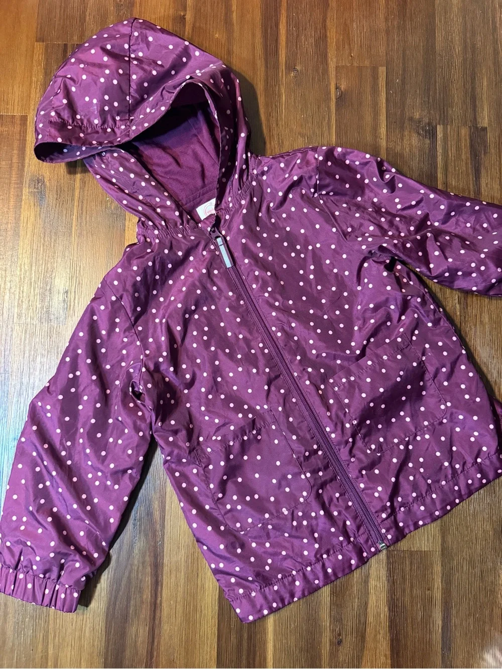 Wonder Nation Girls Size 5T Purple Polka Dot Hooded Jacket
